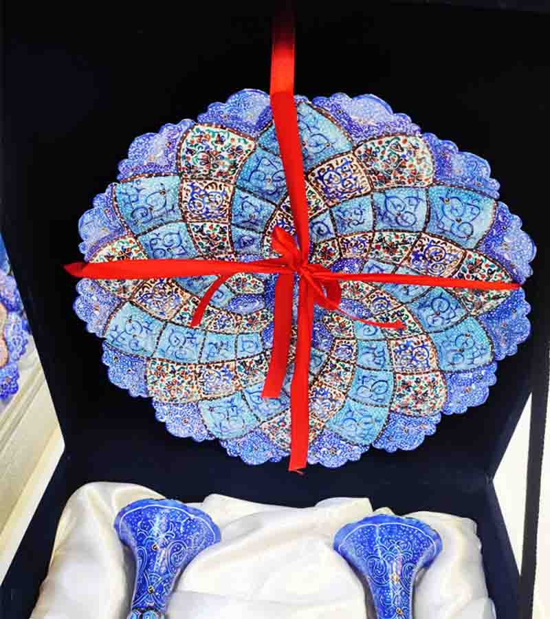 پک هدیه مینا گلدان 25 بشقاب 30